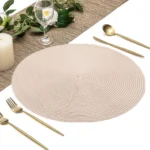 Set of 6 Round Braided Placemats 34CM Table Mats for Dining Tables Christmas Halloween Woven Washable Non-Slip Place mats - Image 6