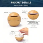 Wood Grain Mushroom Humidifier - USB Quiet Aroma Diffuser & Mini Vase for Home Decor  - Image 4