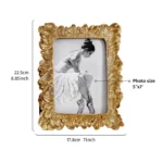 1PC Vintage Gold Palm Leaf Pattern Resin Photo Frame, suitable for family photo display and shooting prop decoration - Image 3