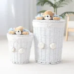 Rattan Laundry Organizer - Toy Storage Box, Large Household Basket with Lid, Multifunctional Dirty Clothes Hamper Woven Storage - Image 2