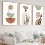 Boho Abstract Plant Canvas Prints - Modern Wall Art Trio - Image 3