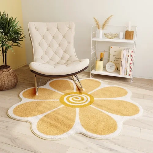 Fluffy Geometric Round Rug for Cozy Modern Living Spaces