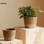 Natural seaweed woven flowerpot Vintage Style Flower Basket Large Capacity Straw Woven Planter for Family Friend Neighbor Gift - Image 2