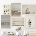 Vintage Sailboat Canvas Art for Nautical Home Decor