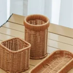 Hardness Rattan Wicker Woven Serving Baskets Household 7 Styles Drain Chopstick Fork Spoon Holder Handwoven Rattan Basket - Image 4