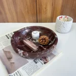 Large Decorative Marble Bowl, 7.87 Inches,Natural Purple Stone Round Bowl Home Decor, Fruit Nuts Jewelry Tray Soap Serving Bowl - Image 2