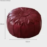 58cm Moroccan PU Leather Pouf Meditation Cushion Home Decor Embroidery Craft Hassock Ottoman Footstool Tatami Unstuffed Cushion - Image 6