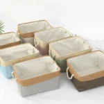 Linen and Cotton Foldable Storage Basket for Sorting and Organizing Miscellaneous Items Storage Baskets Woven Basket - Image 4