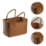 Basket Woven Wicker Baskets Picnic Handle Storage Rattan Market Flower Handles Straw Fruit Gift Shopping Hand Tote Beach - Image 6