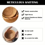 Hand-woven Rattan Wicker Basket Storage Box Fruit Tea Snack Bread Basket Cosmetic Desktop Storage Box Household Kitchen Supplies - Image 5