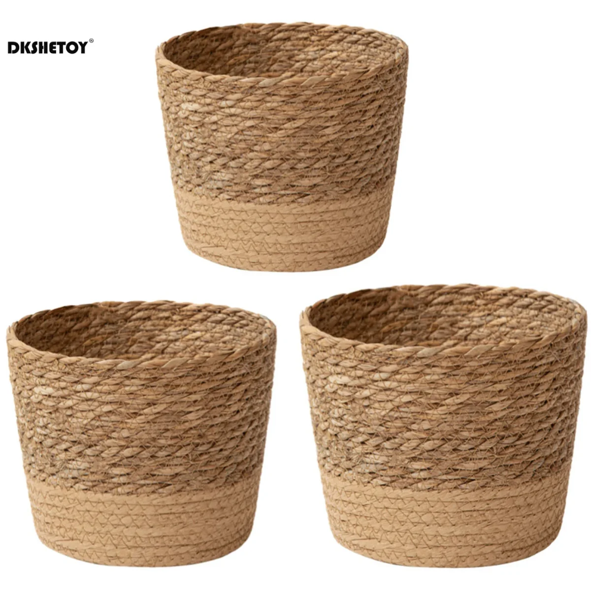 Natural seaweed woven flowerpot Vintage Style Flower Basket Large Capacity Straw Woven Planter for Family Friend Neighbor Gift - Image 1