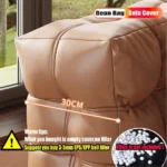 Portable Lazy Beanbag Chair Faux Leather Waffle Pouf Couch Bean Bag Cover Without Filler Puff Chaise Lounge Recliner Sofa Bed Ot - Image 3