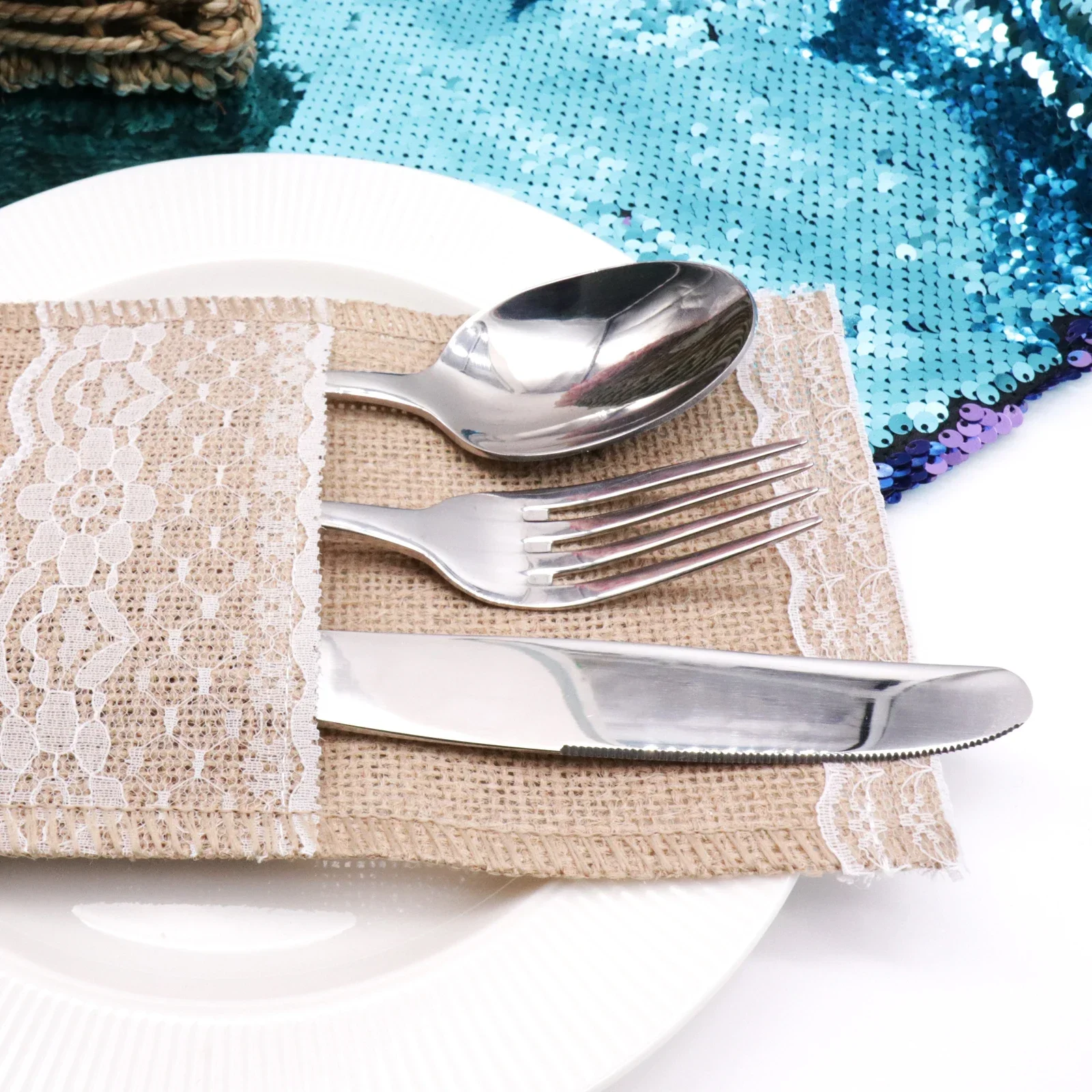 Natural Burlap Tableware Utensil Holders Lace Silverware Holder Bag Wedding Decor Knife Forks Cutlery Pouch Bag Party Supplies 8 kf Se82a579135f741c0be1046ba6e1874acy