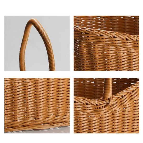 Picnic Basket Carry Handle Fruit Sundries Organizer Woven Storage Basket