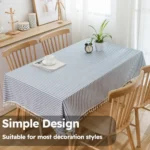 Chic Cotton Linen Stripe Tablecloth with Tassels for Dining Elegance - Image 4