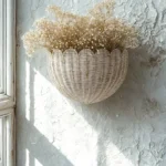 Scalloped Wicker Baskets For Wall Natural Woven Rattan Organizer Scalloped Home Decor Storage For Living Room Study Nursery - Image 3