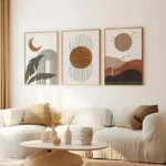 Neutral Boho Abstract Wall Art Trio | Modern Canvas Decor - Image 3