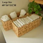 Large Storage Rattan Kitchen Fruit Bowls Mushroom Rattan Laundry Plant Wicker Baskets Flower Bin Desk Rectangle Travel 15in