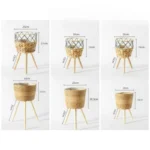 Wood Woven Plant Pot on Standing Flower Pot Storage Basket Indoor Planters Classic Style Garden Decor Essentials Home Decoration - Image 5