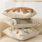 Boho Embroidery Cushion Cover Beige Black Tassels Pillow Cover 45x45cm/ 30x50cm Daisy Home Decoration Sofa Pillowcase - Image 4