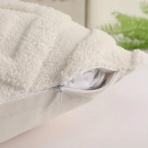 1pc Decorative Faux Wool Throw Pillow Covers Christmas Soft Plush Fuzzy Short Fleece Square Patterned Cushion Cases Solid Pillow