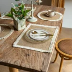 2 PCS Braided Placemats Heat Resistant Jute Table Mats Farmhouse Woven Fabric Natural Place Mats for Decorations Indoor Outdoor