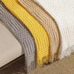 Khaki Gift Knitted Blanket with Tassels Chunky Vintage Luxury Farmhouse Throw Bedspread Oversized Blanket Cover Manta Para Sofa - Image 5