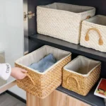 1Pcs Durable Kitchen Organizer Storage Basket Rattan Woven Rectangular Wicker Basket Container Nautral Seagrass Bins - Image 4