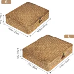 Seagrass Storage Bins with Lid Wicker Storage Baskets for Organizing, Woven Shelf Organizer Bins Home Utility Organizer Box for - Image 4