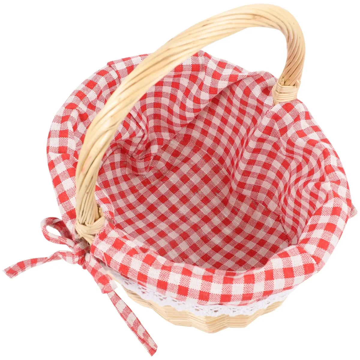 Zerodeko Little Red Riding Hood Basket Hand Woven Picnic Bag Gift Basket Wicker Storage Basket Linen Inner Basket Storage - Image 4