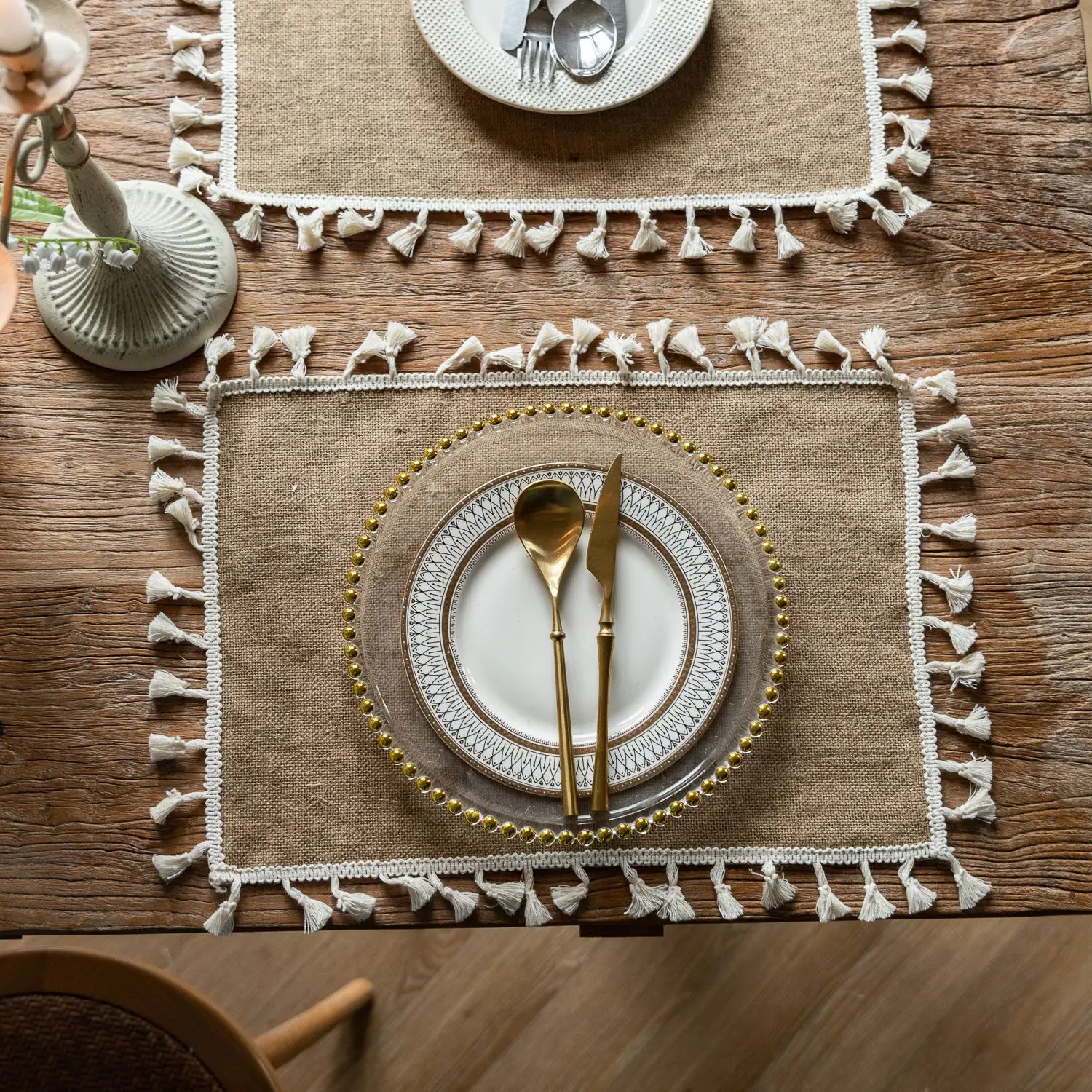 2 PCS Braided Placemats Heat Resistant Jute Table Mats Farmhouse Woven Fabric Natural Place Mats for Decorations Indoor Outdoor 39 kf Sec441a57adf24491b962ce7f4197bd0eh
