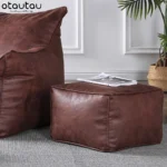 OTAUTAU Faux Leather Bean Bag Ottoman Footstool Cover Without Filler Lazy Beanbag Pouf Bench Door Floor Seat Stool Futon JD002 - Image 2