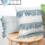 Vintage Blue Green Cushion Cover With Tassels 30X50/45X45cm Cotton Retro Throw Pillowcase For Sofa Backrest Home Decor - Image 5