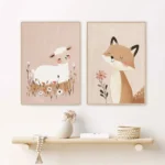 Whimsical Nordic Fox & Unicorn Canvas Art for Kids' Rooms - Image 4