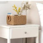 Woven Storage Basket, Paper Rope Storage Basket with Handle, Small Woven Basket for Organising, Decorated Cute Gift Basket - Image 5