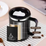 500ml/17oz 304 Stainless Steel Water Bottle Double Layers Coffee Mug Milk Cup With Plastic Lid And Handle - Image 3