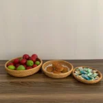 HEMU-Round Rattan Woven Basket, Wicker Fruit Basket, Bread Food, Kitchen Home Decor Organizer - Image 5