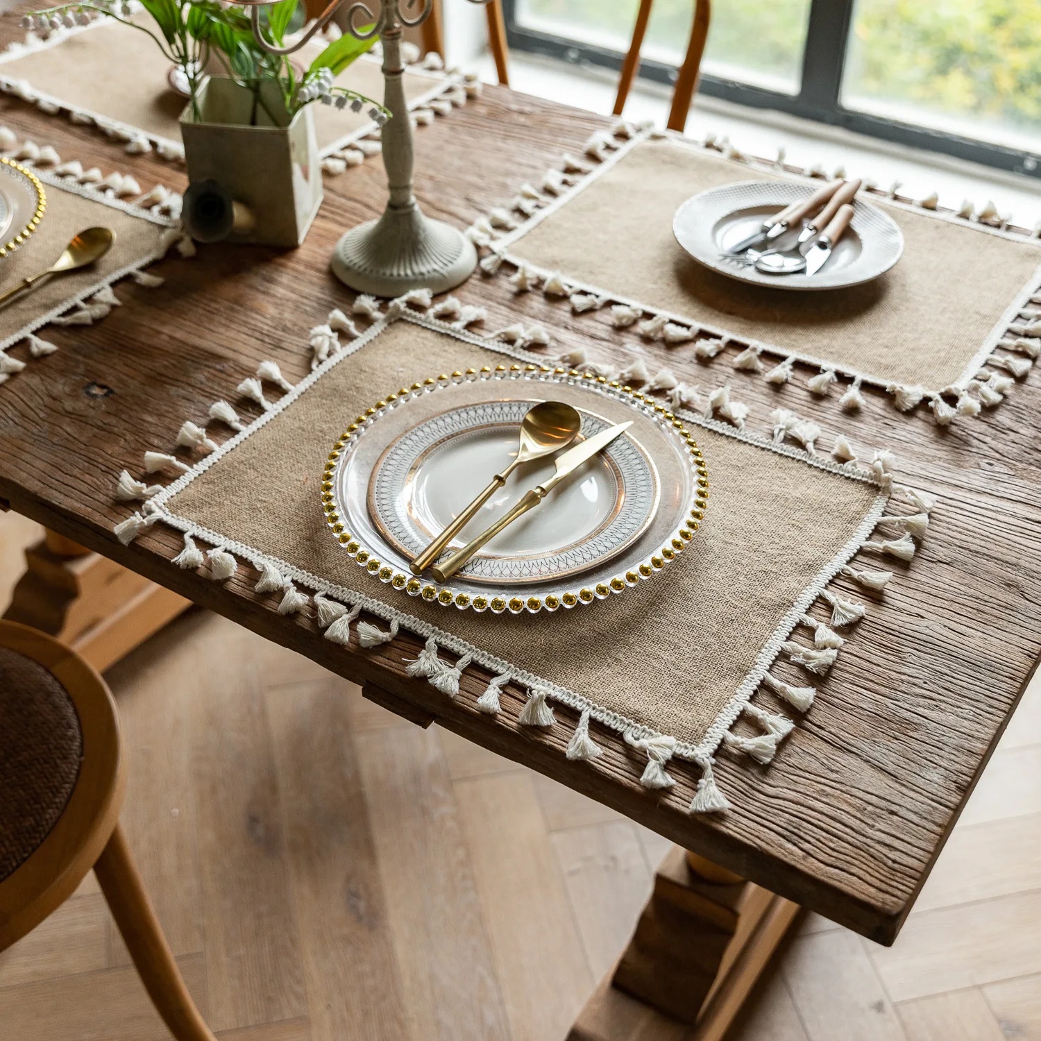 2 PCS Braided Placemats Heat Resistant Jute Table Mats Farmhouse Woven Fabric Natural Place Mats for Decorations Indoor Outdoor 37 kf Sef3f4dcf16ae4ab980def56dcbd41fdco