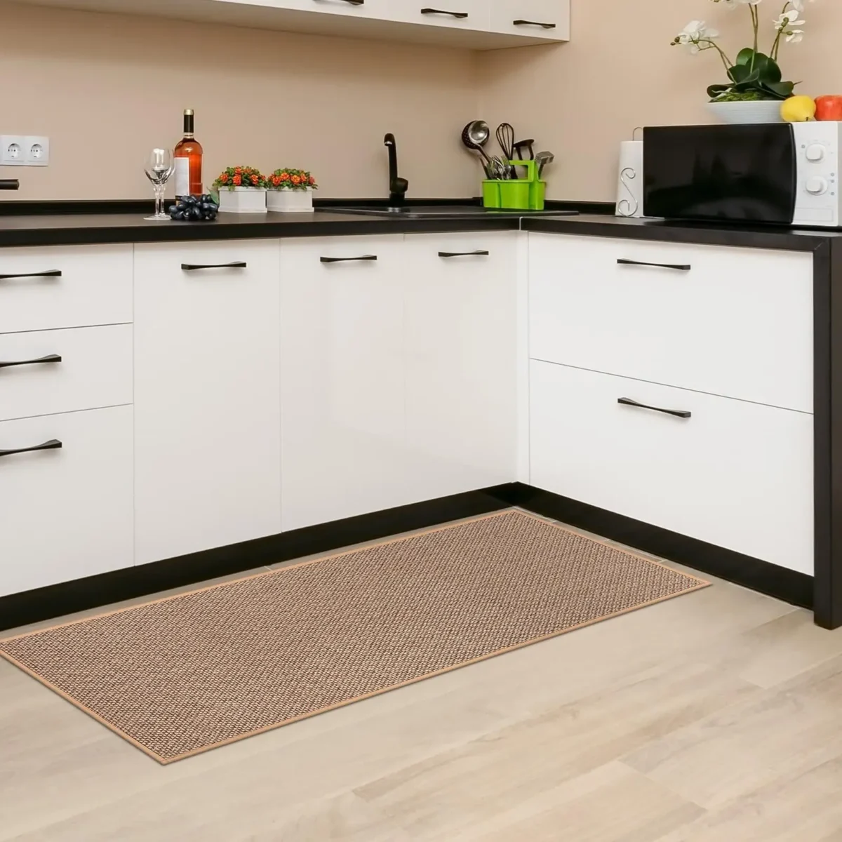 Linen Weave Kitchen Floor Mat Anti-slip Washed Rug Rubber Bottom Natural Twill Flax Entry Door Long Carpet Oil-resistant Durable - Image 6