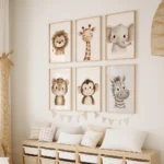 Cute Jungle Lion Giraffe Elephant Monkey Tiger Zebra Animal Wall Art Print Canvas Safari Nursery Posters for Kids Room Decor - Image 4