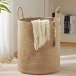 Large 58L Woven Laundry Basket, Baskets Storage For Nursery, Living Room, Toy Blanket Organizing Bucket with Handle, 38x50cm - Image 2