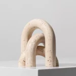 Natural Marble Sculpture Geometric Arch Semicircular Arch Ornament Yellow Cave Stone Decorative Figurines Living Room Decoration