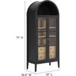 A Modern Farmhouse 71" Tall Arched Storage Display Cabinet in Black Oak Wood Grain - Image 3