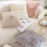 Ultra Soft Throw Pillows Case Faux Rabbit Fur Luxury Warm Plush Decorative Pillow Cushion Cover For Sofa Bedroom Living Room - Image 3
