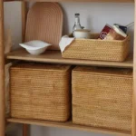 Hand-Woven Rattan Laundry Basket with Cover Large Clothing Sundry Books Primary Color Storage Basket Home Supplies - Image 6