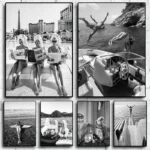 Chic Black & White Surfer Girl Canvas Art for Beach Lovers