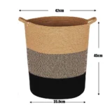 Woven Basket Large Cotton Laundry Basket Toy Dirty Clothes Weaving Home Organization And Storage With Handle Large Conpacity - Image 3