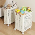 Folding Dirty Clothes Basket with Wheels Movable Laundry Hamper Storage Baskets Bathroom Large Capacity Dirty Clothes Basket - Image 3