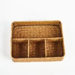 Hairpins Jewelry Accessories 4 Grids Storage Basket Handmade Woven Willow Storage Basket For Clothes Cosmetic Stationery - Image 4