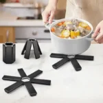Versatile Black Pot Mat: Foldable Heat Insulator for Kitchen - Image 3